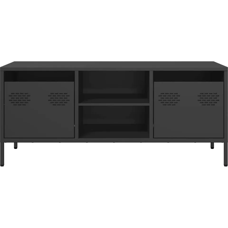 vidaXL Tv-meubel 101,5x39x43,5 cm koudgewalst staal zwart, foto 4