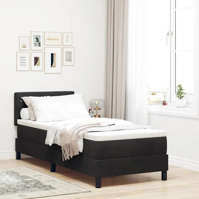 vidaXL Boxspring bed met LED-stripverlichting Zwart 80 x 200 cm Stof