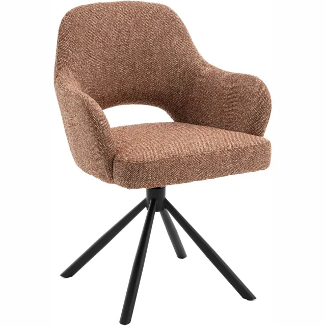 Woonexpress Draaibare Eetkamerstoel Spirit - Textiel / Metaal - Terra / Zwart - 62x86x62 cm (BxHxD) - ARS - Koudschuim Bruin/Roze/Terra
