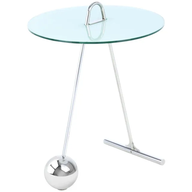 Padiro ronde bijzettafel - Ø 46 x 60 cm - Zilverkleurig / Wit - Modern Art deco Glamour, Marmerlook - Glas, Staal