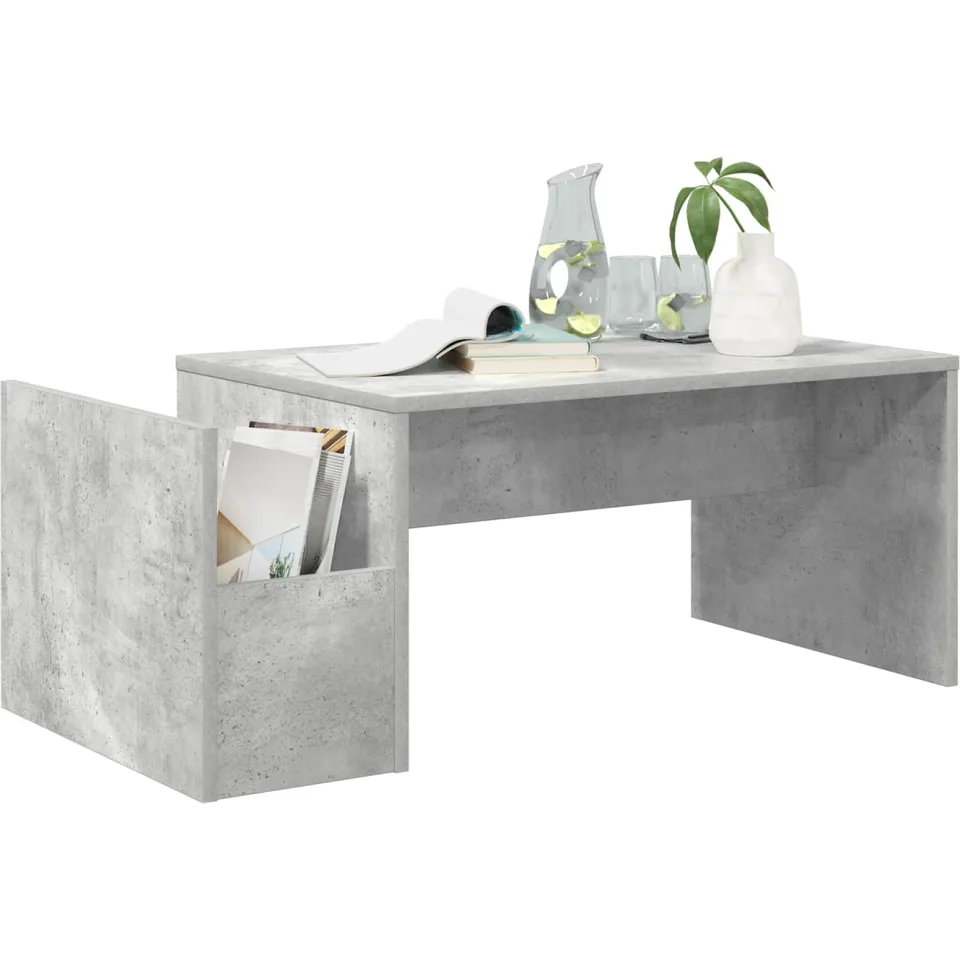 vidaXL Salontafel Beton Grijs 90 x 45 x 35 cm Bewerkt hout