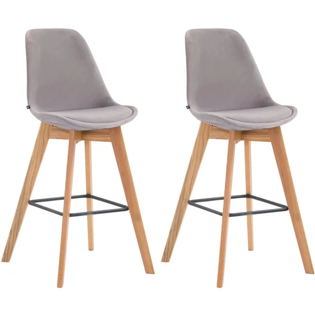 Luxe Comfort Torino 0220 barkrukken (set van 2) - fluweel - grijs grijs natura