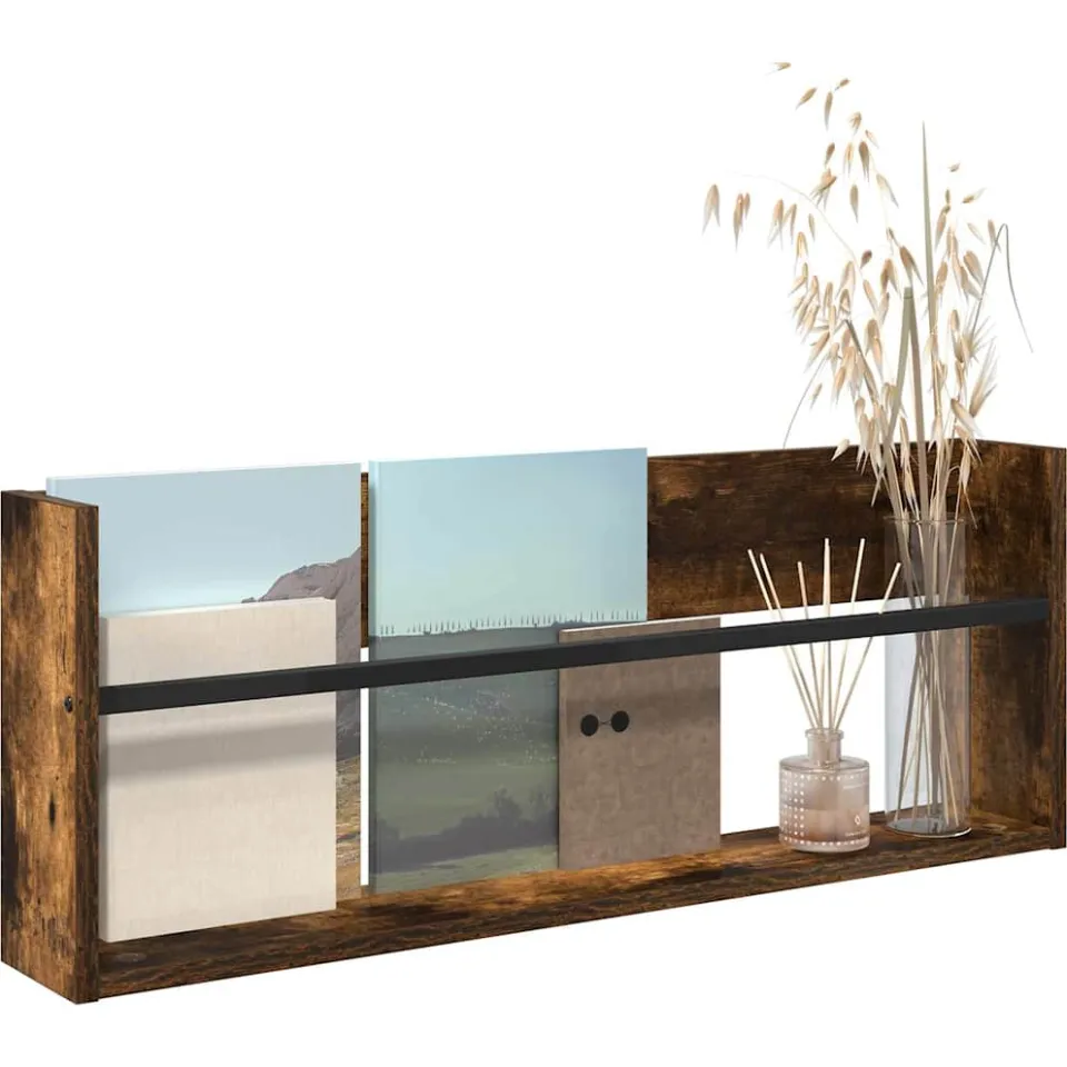 vidaXL Tijdschrift Rek Gerookt eiken 80 x 12 x 30 cm Bewerkt hout Bruin