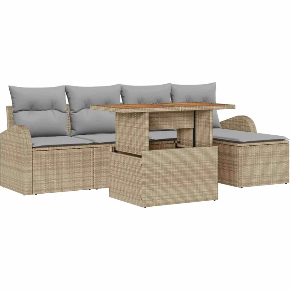vidaXL Tuin Sofa Set 6 st beige en lichtgrijs
