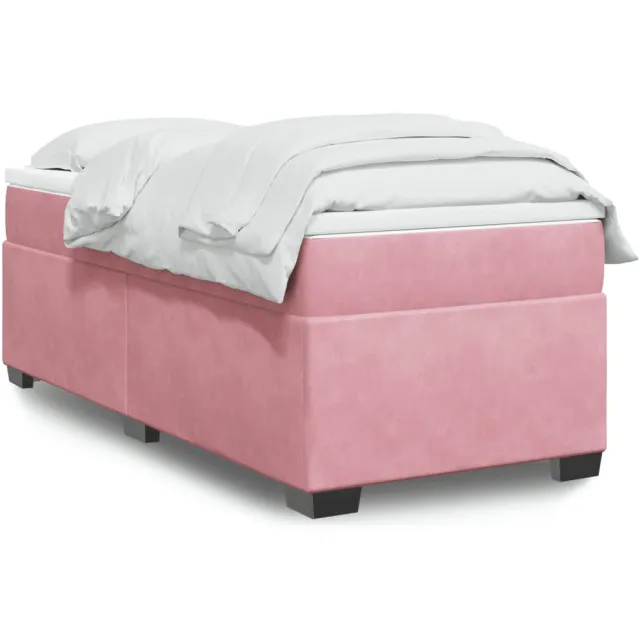 vidaXL Boxspring met matras fluweel roze 100x200 cm