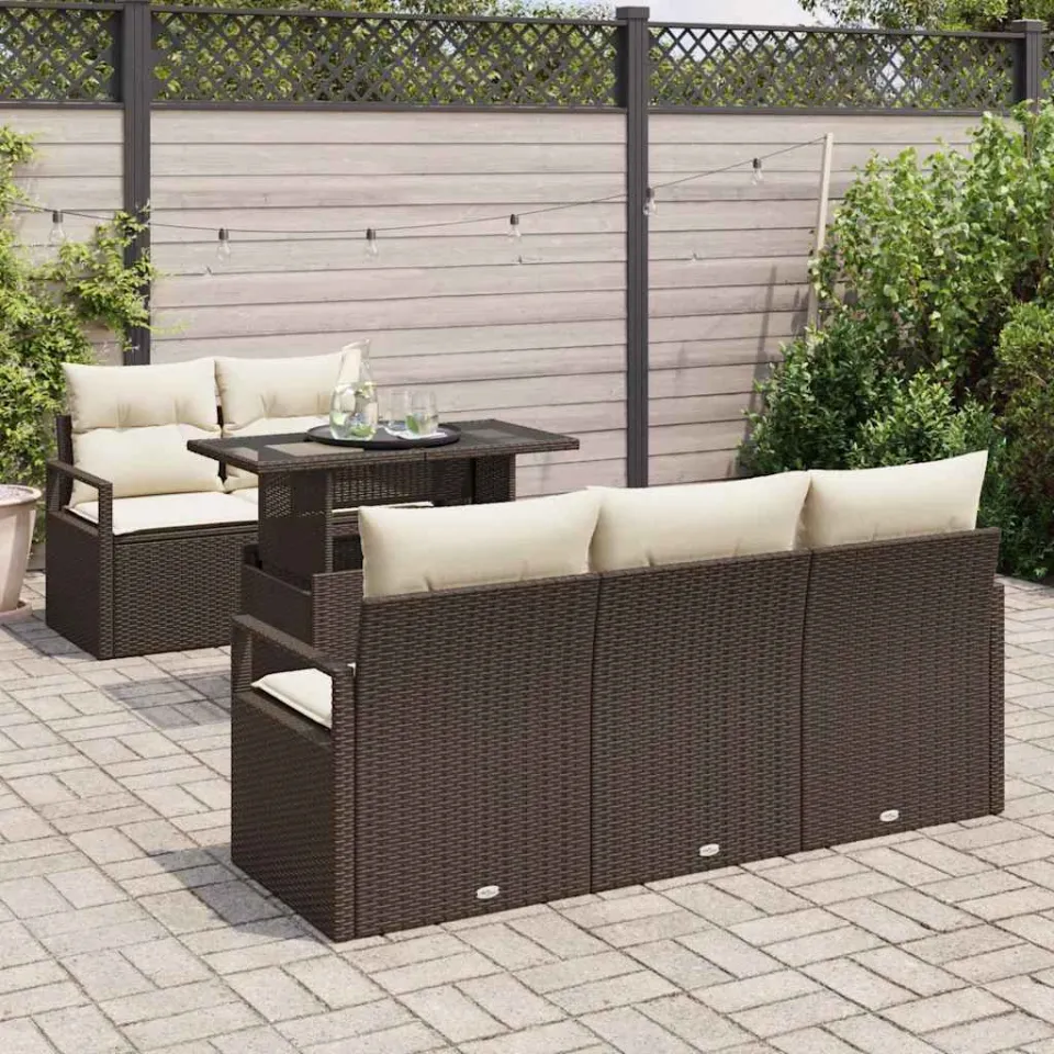 vidaXL Tuin Sofa Set 6 st Bruin Poly riet, foto 3