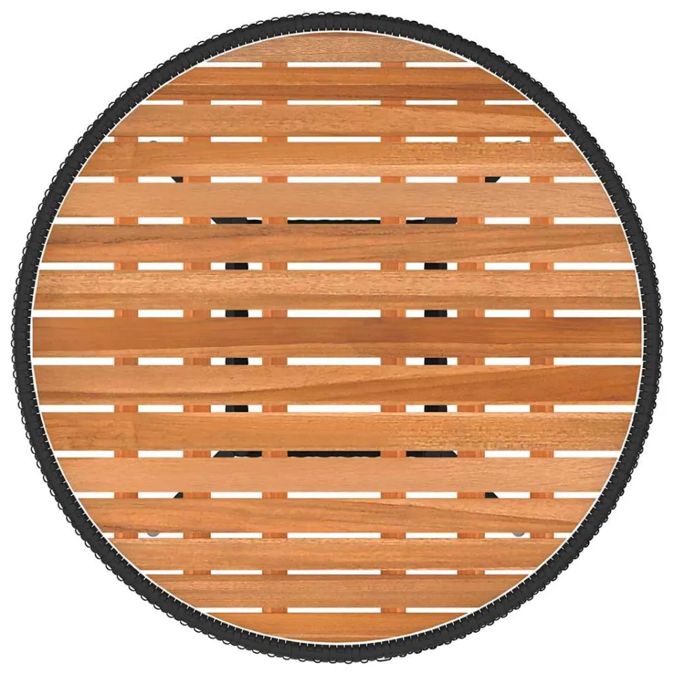 vidaXL Tuintafel Ø70 cm poly rattan en massief acaciahout zwart, foto 3