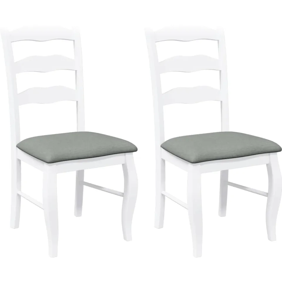 vidaXL Eetkamerstoelen met kussens 2 stuks wit massief hout rubber