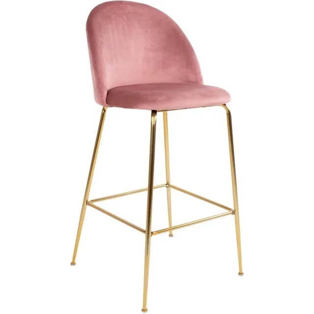 Sedero Barkruk Vidin Roze - Zithoogte 77 cm - Barstoel met rugleuning - Keukenstoel