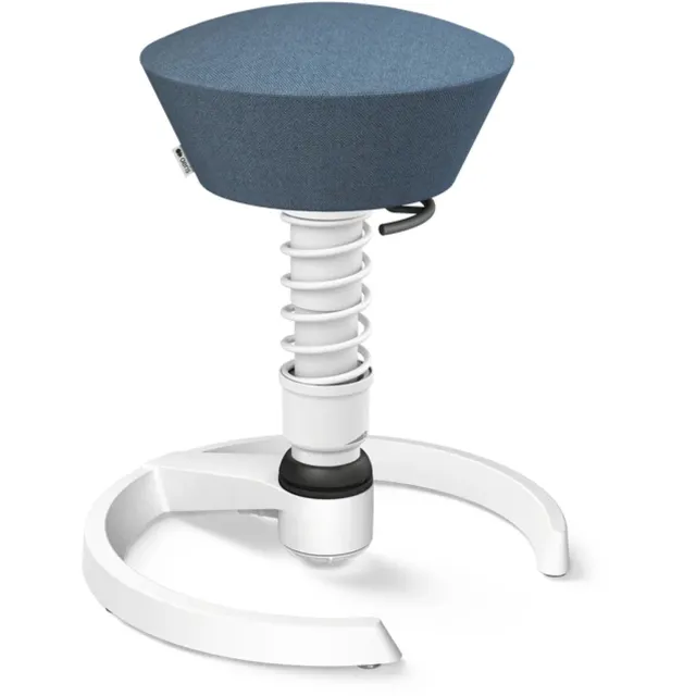 Aeris Swopper - ergonomische bureaukruk - wit onderstel - duifblauw bekleding - gliders - wol - standaard