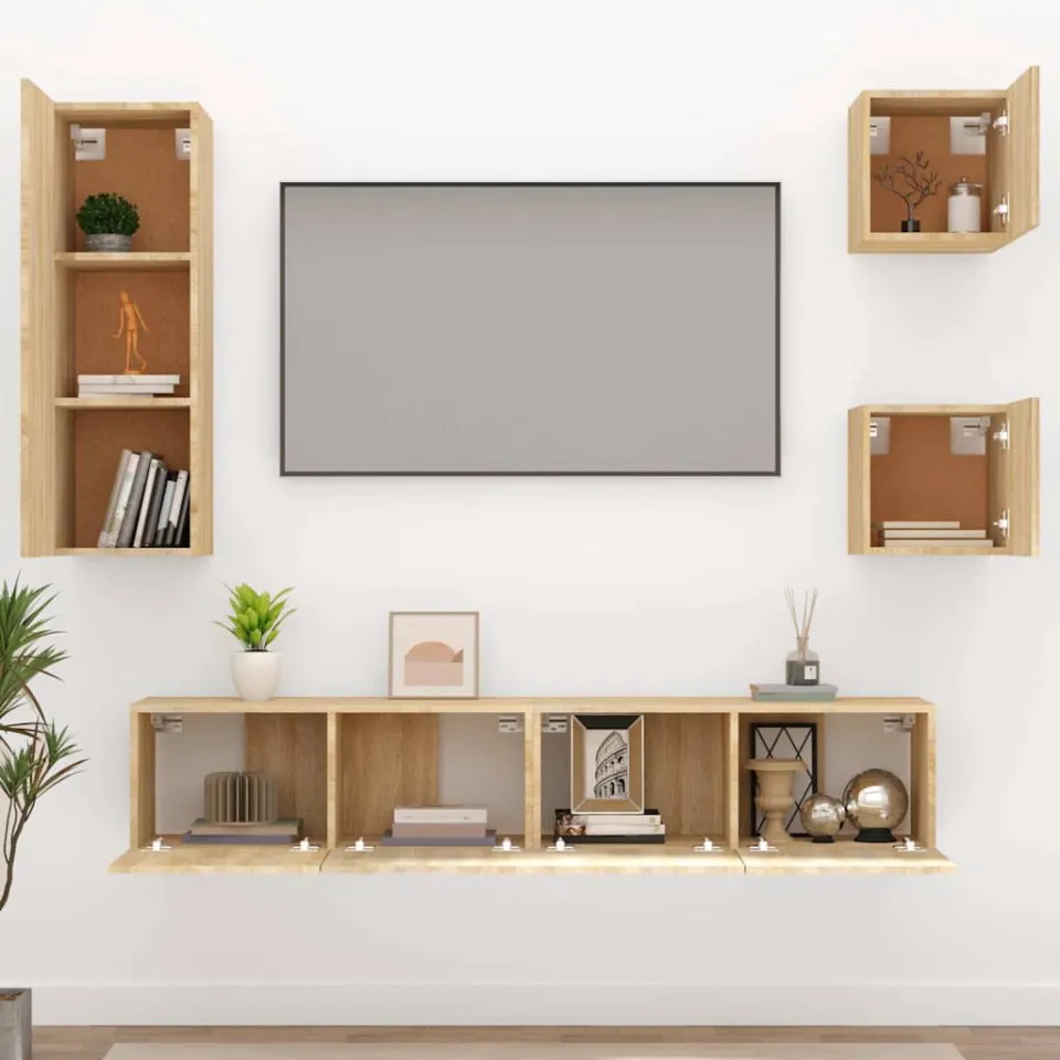 vidaXL 5-delige Tv-meubelset bewerkt hout sonoma eikenkleurig, foto 3