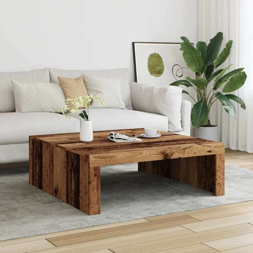 vidaXL Salontafel 100x100x35 cm bewerkt hout oude houtkleurig bruin, foto 2