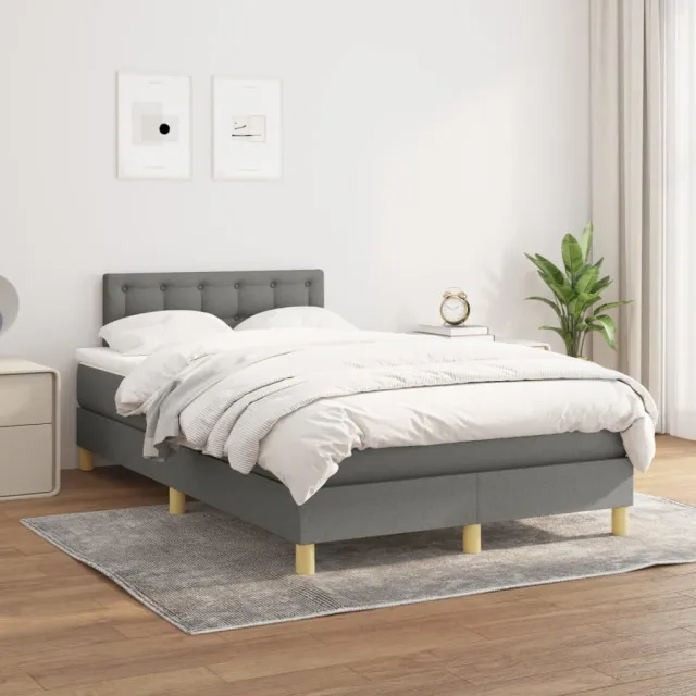 vidaXL Boxspring met matras stof donkergrijs 120x200 cm grijs