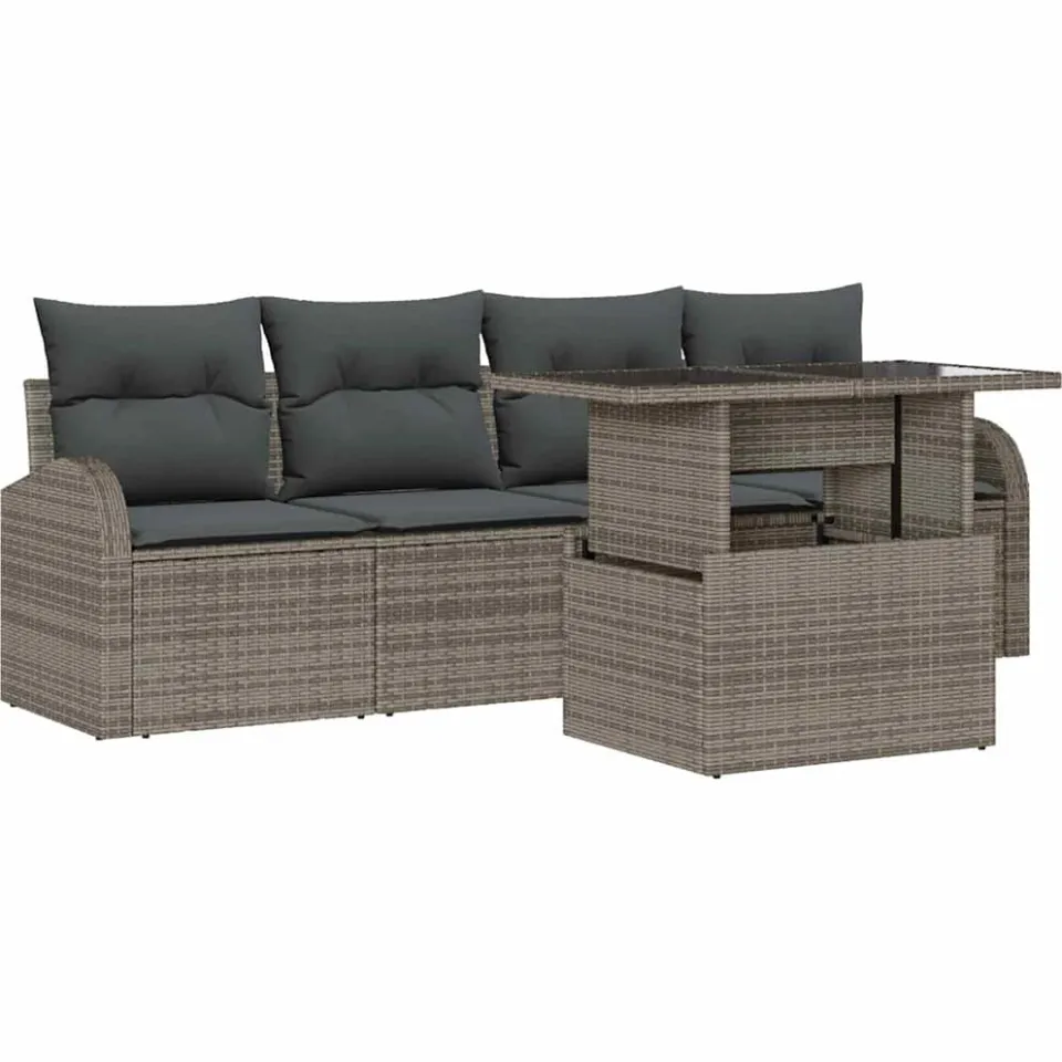 vidaXL Tuin Sofa Set 5 st Grijs Poly riet