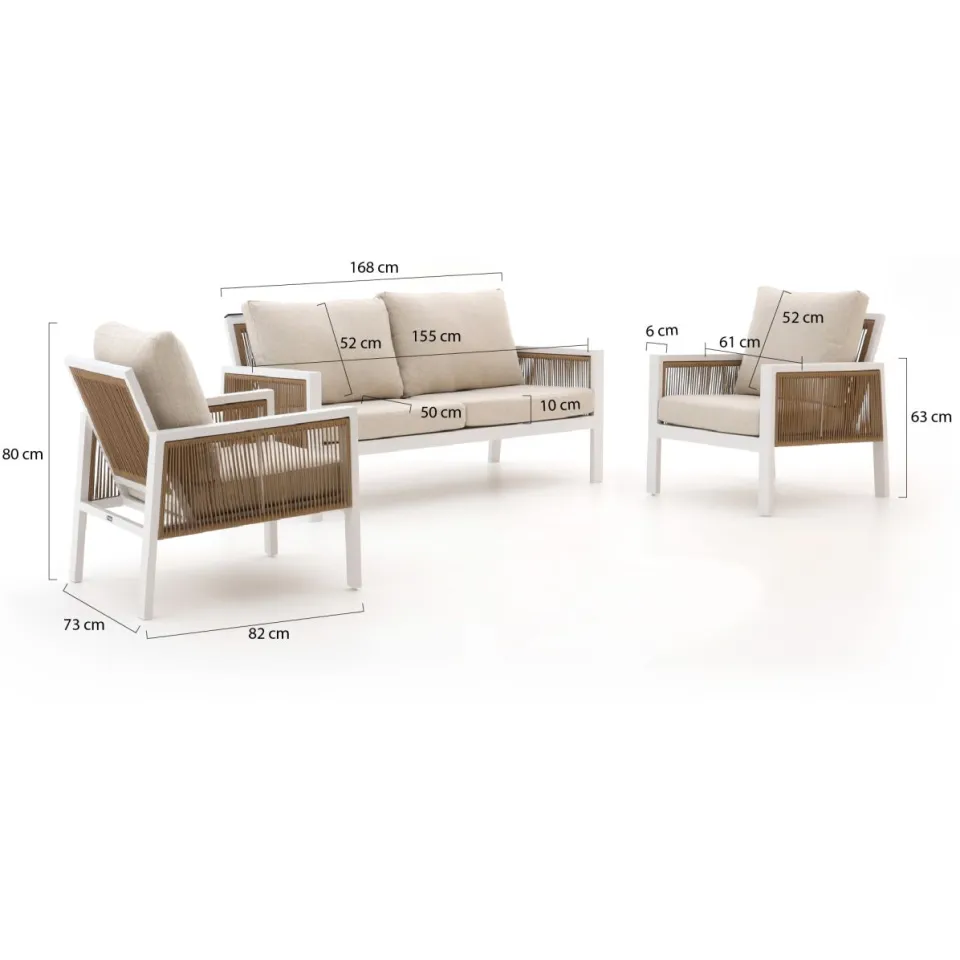 Manifesto Furniture Manifesto Alzano stoel-bank 3-delig wit, foto 2