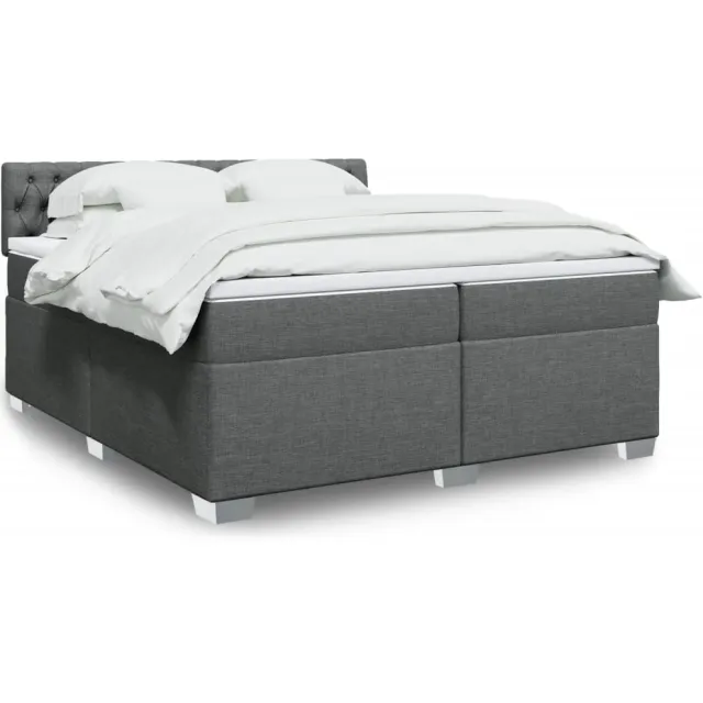 vidaXL Boxspring met matras stof donkergrijs 200x200 cm grijs