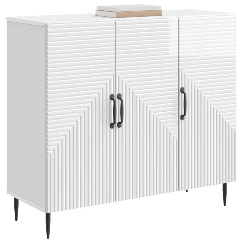 vidaXL Dressoir Hoogglans Wit 89 x 34,5 x 80 cm Bewerkt hout