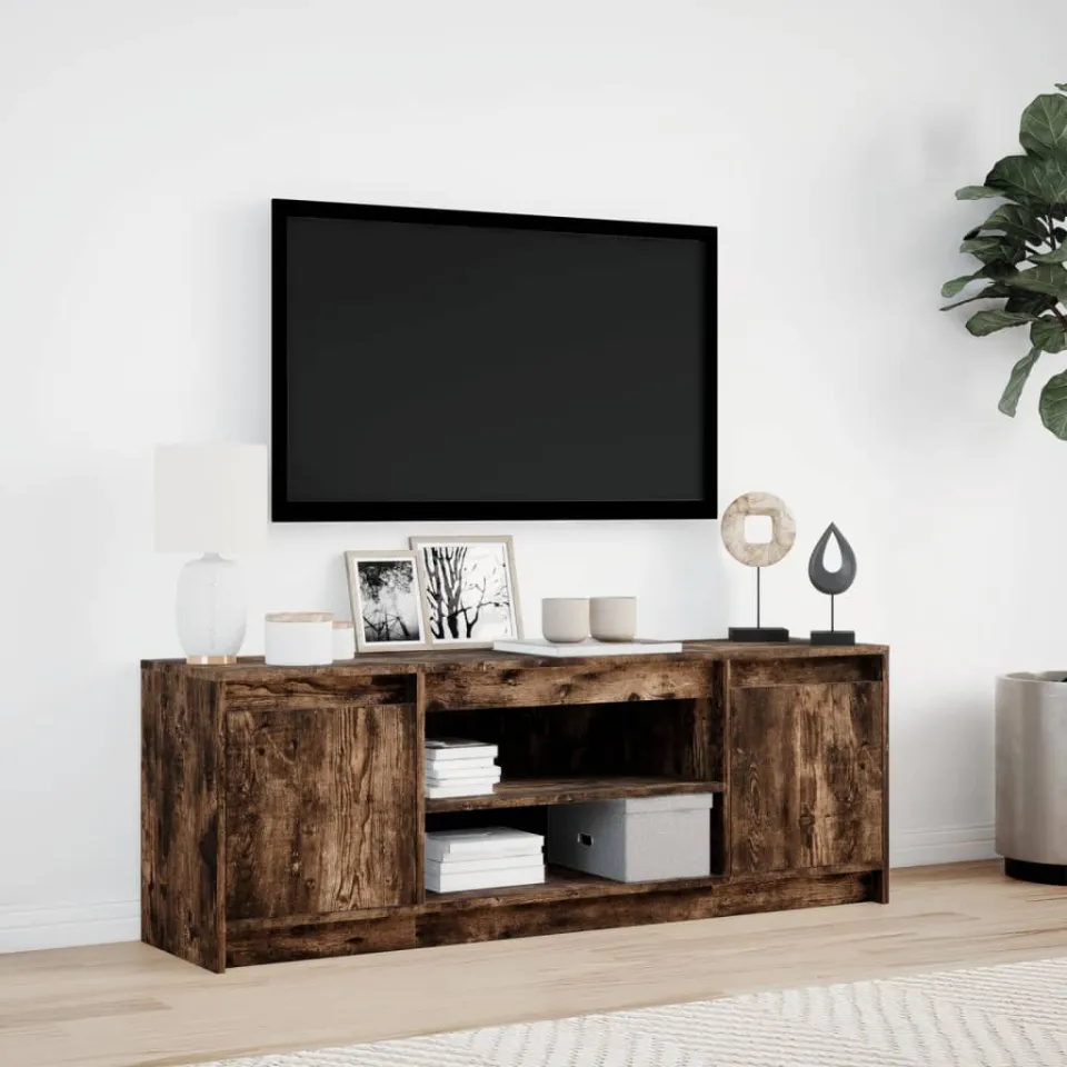 vidaXL Tv-meubel met LED 139,5x34x50 cm bewerkt hout gerookt eiken, foto 2