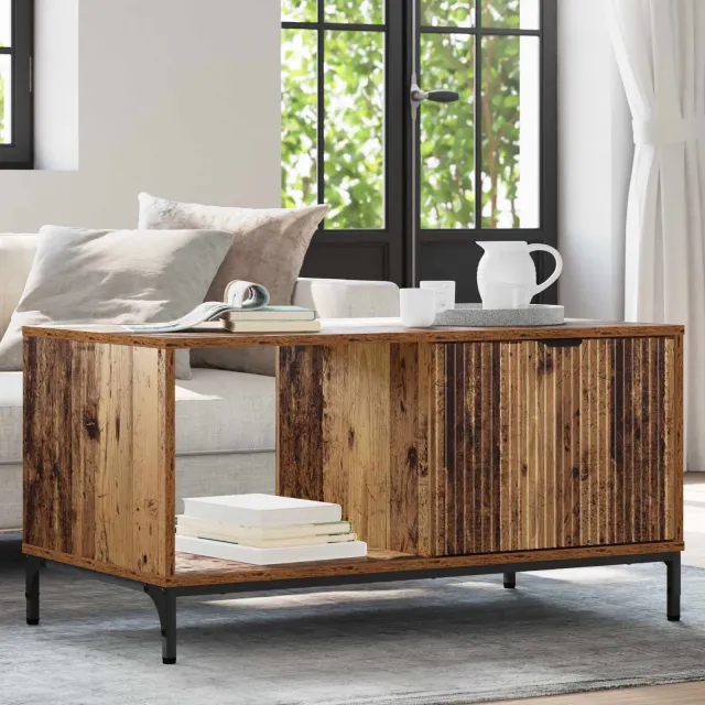 vidaXL Salontafel Oudhout 90 x 49 x 46 cm Bewerkt hout bruin, foto 2