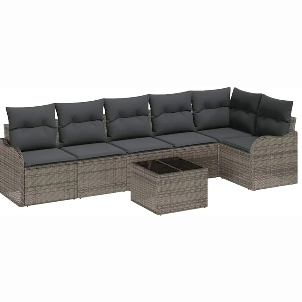 vidaXL Tuin Sofa Set 7 st Zwart poly rattan
