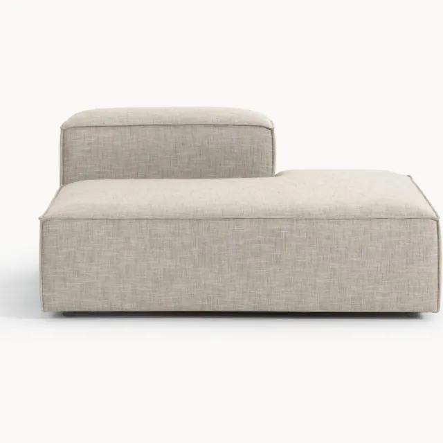 Westwing Collection Chaise longue module Lennon van linnenmix Grijs