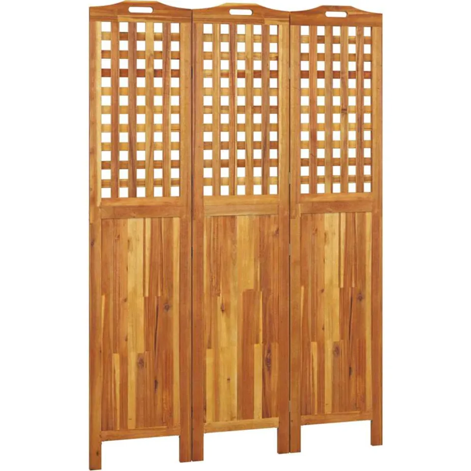 vidaXL Kamerscherm met 3 panelen 121,5x2x180 cm massief acaciahout Bruin