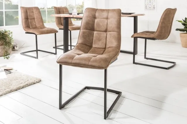 Invicta Interior Design sledestoel MIAMI taupe bruin metalen frame mat zwart - 39856 Zie omschrijving