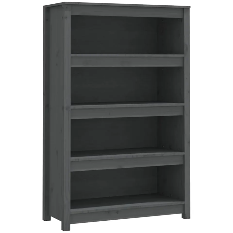 vidaXL Boekenkast 80x35x126 cm massief grenenhout grijs, foto 3