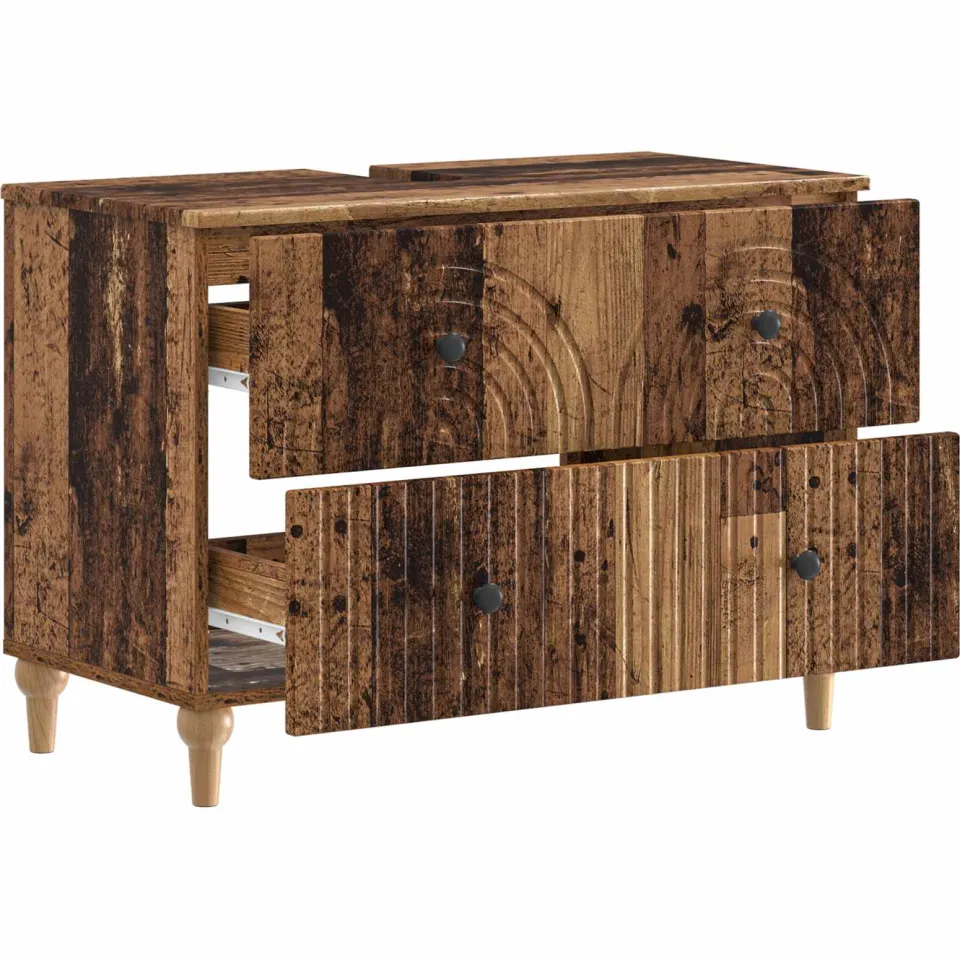 vidaXL Badkamer wastafelkast ALKMAAR Oud hout 82 x 41 x 59 cm Bruin