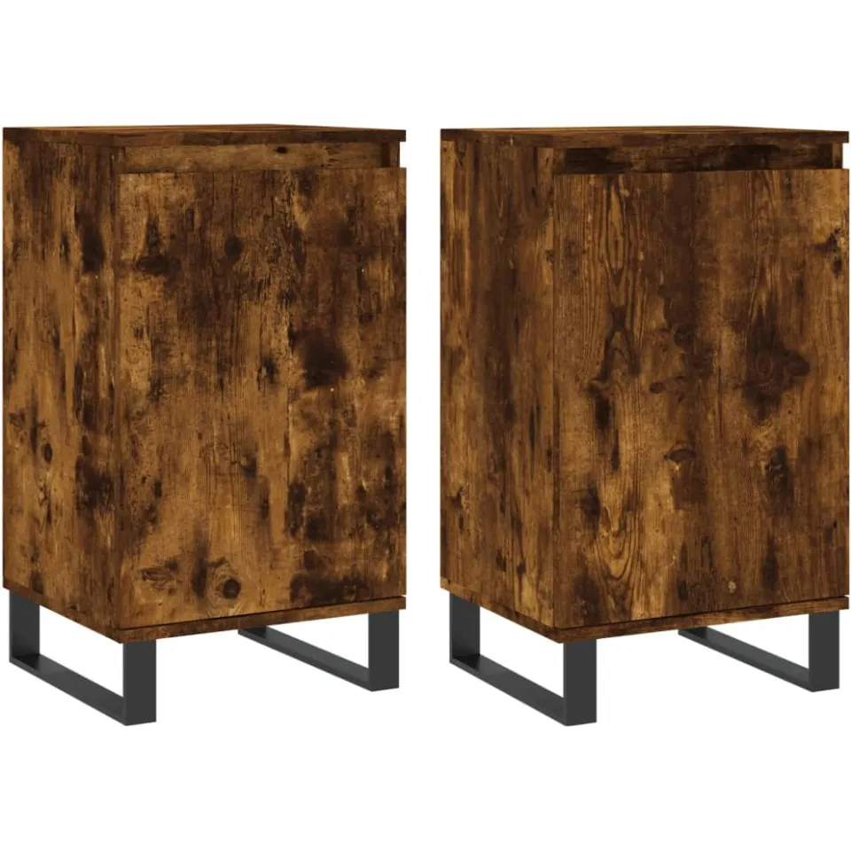 vidaXL Dressoirs 2 st 40x35x70 cm bewerkt hout gerookt eikenkleurig, foto 3