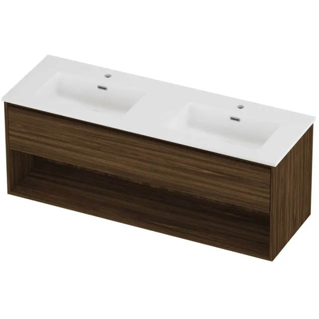 Proline Tribute Badmeubelset Porselein Elegant Schap 140x46x54 cm Mat White Cabana Oak Eiken