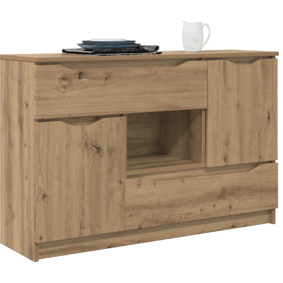vidaXL Dressoir Artisan Eiken 100 x 30 x 65,6 Bewerkt hout Bruin