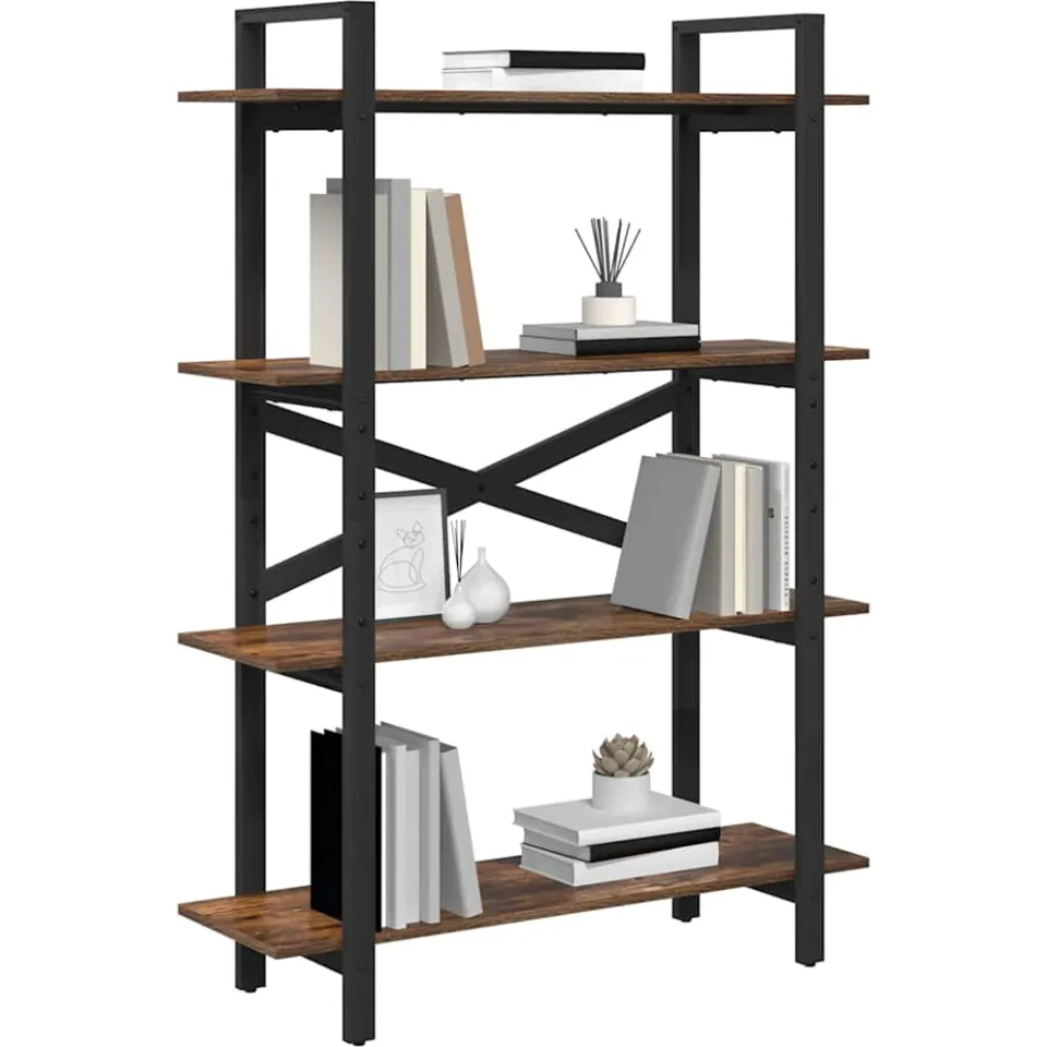 vidaXL Boekenkast Gerookt eiken 100 x 33,5 x 140 cm Bewerkt hout Bruin