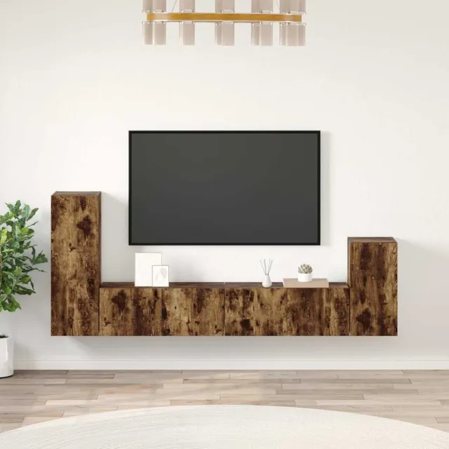 vidaXL 4-delige Tv-meubelset bewerkt hout gerookt eikenkleurig, foto 2