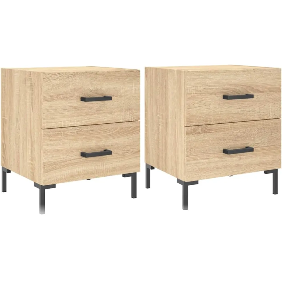 vidaXL Nachtkastjes 2 st 40x35x47,5 cm bewerkt hout sonoma eikenkleur, foto 3