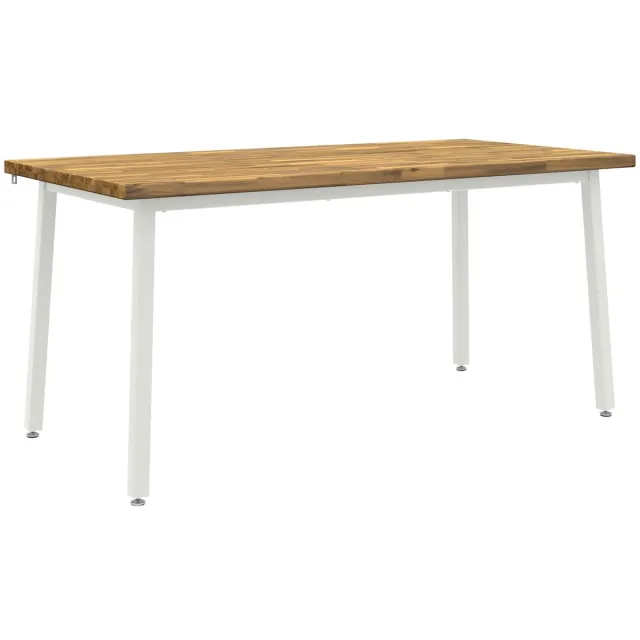 vidaXL Vierkante - Eettafel - 160 - x - 80 - x - 75 - cm - Massief - Acacia - Hout - Wit