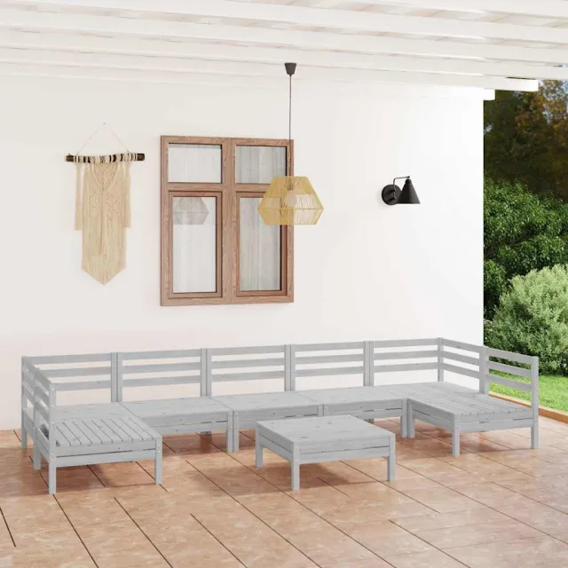 vidaXL 8-delige Loungeset massief grenenhout wit, foto 2
