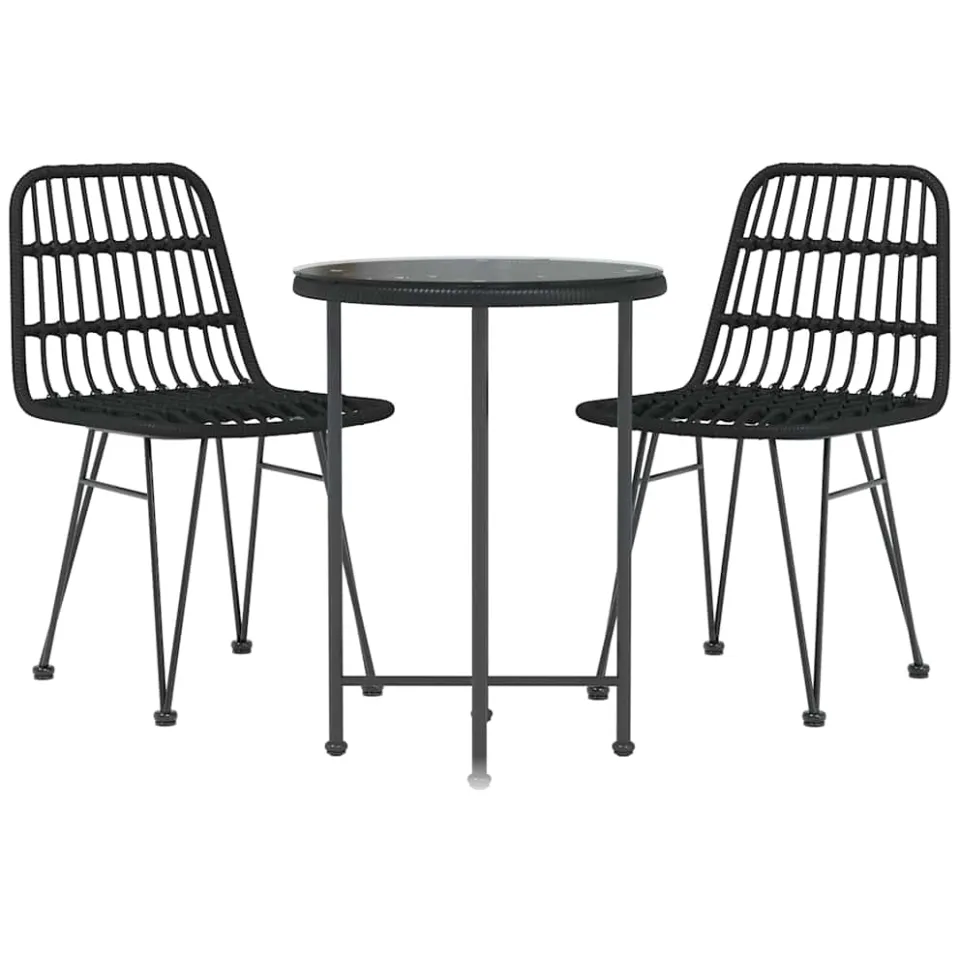 vidaXL 3-delige Tuinset poly rattan zwart