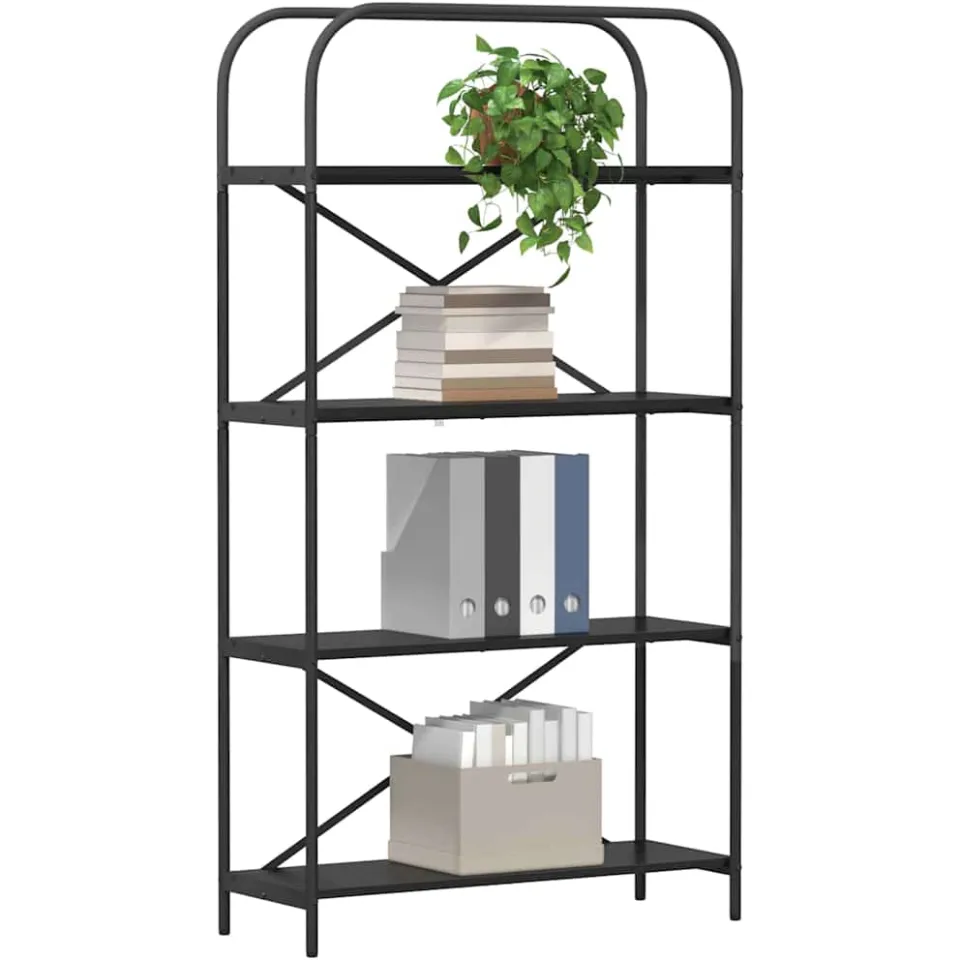 vidaXL Boekenkast 4-laags 80 x 30 x 146 cm Bewerkt hout Zwart Eiken