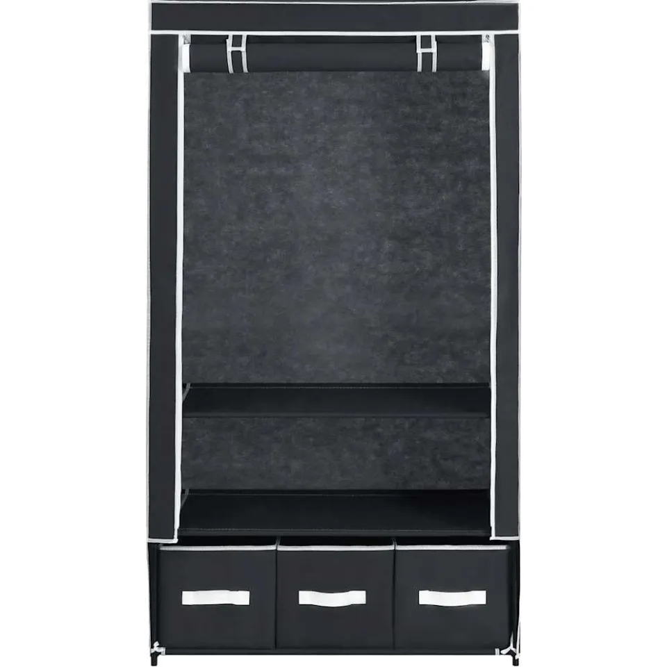 vidaXL Kledingkast 87x49x159 cm stof zwart, foto 3