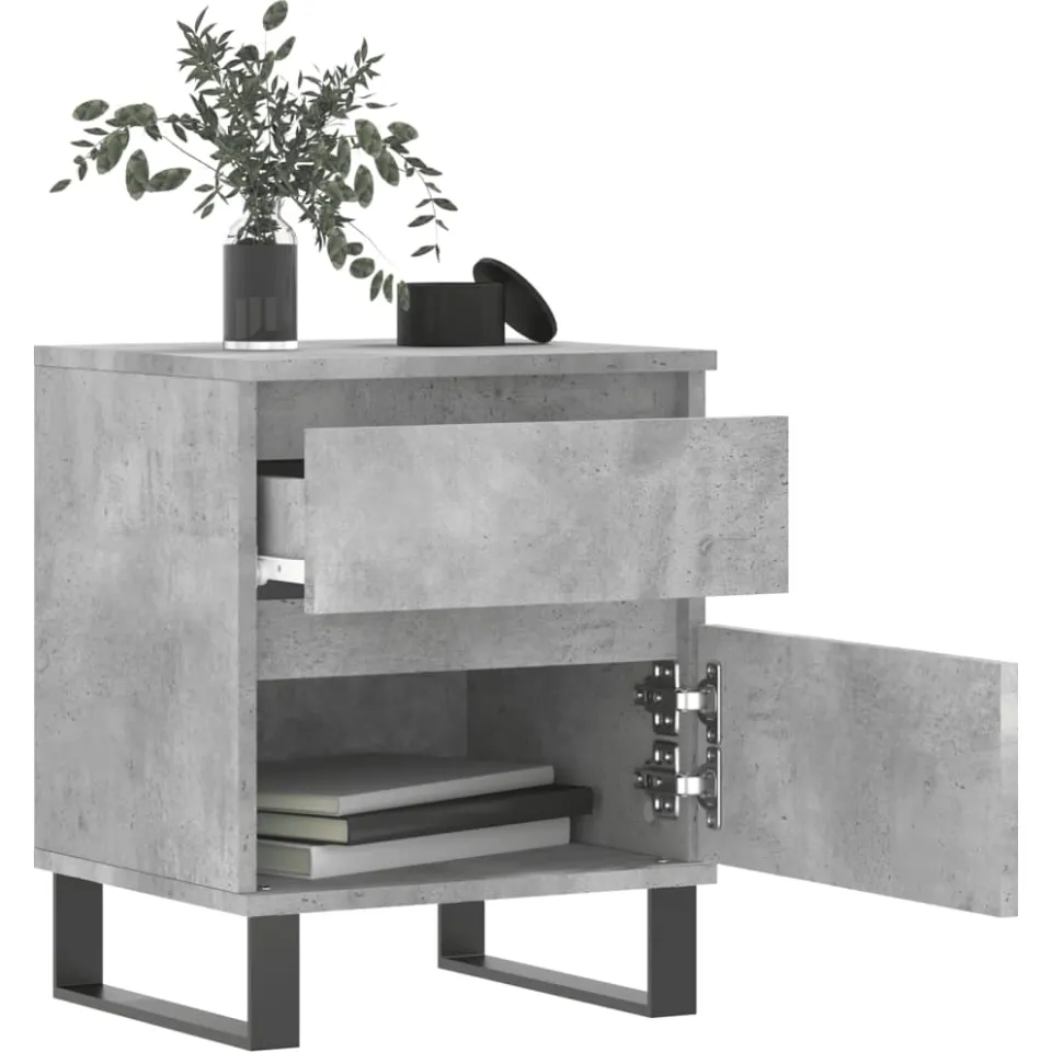 vidaXL Nachtkastjes 2 st 40x35x50 cm bewerkt hout betongrijs