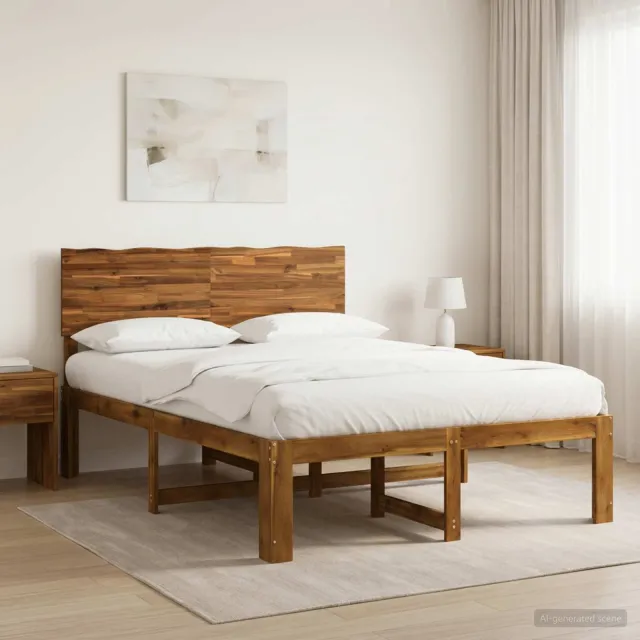 vidaXL Tweepersoonsbed met hoofdeinde ROSTOCK Naturel 152 x 203 cm Bruin
