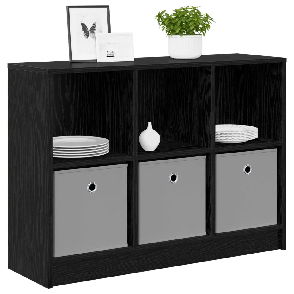 vidaXL Dressoir Zwart Eiken 88,5 x 27,5 x 63,5 cm, foto 3