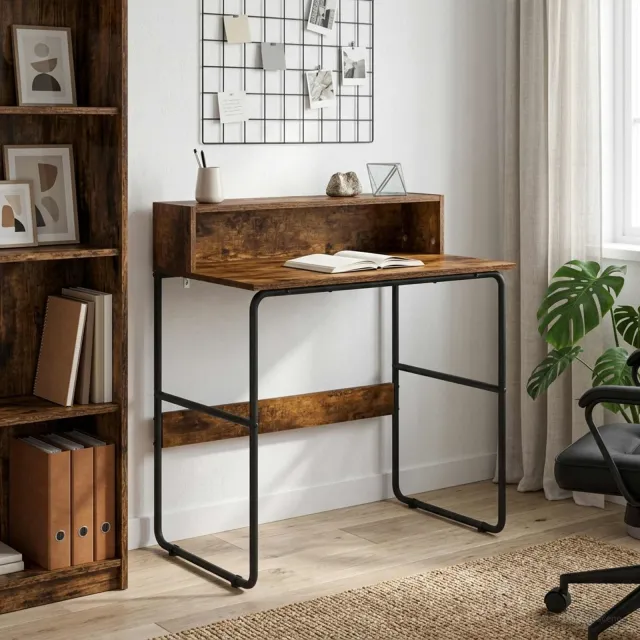 vidaXL Bureau met opbergruimte Gerookt eiken 80 x 50 x 91 cm Bruin