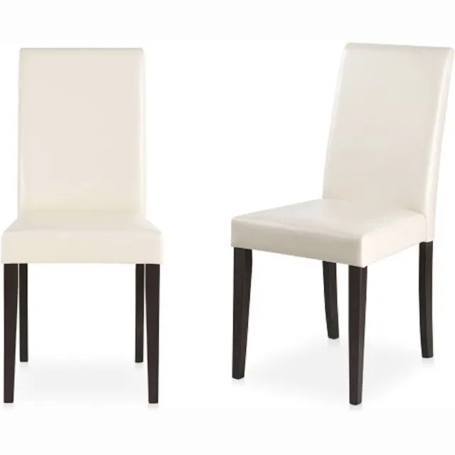 Notio Living Eetkamerstoelen Set van 2 in PU crème met poten in Pine Dark Brown Bruin