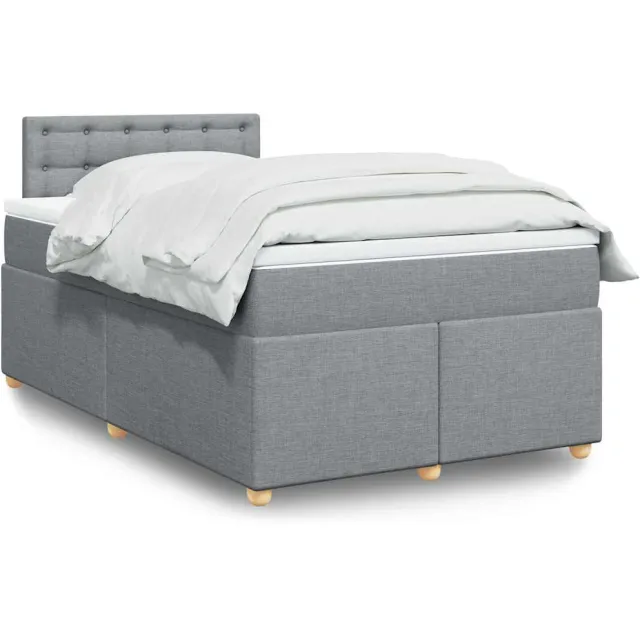 vidaXL Boxspring met matras stof lichtgrijs 120x190 cm grijs