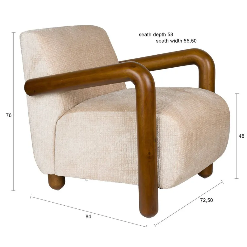 Dutchbone Lounge Chair Robinson beige, foto 3