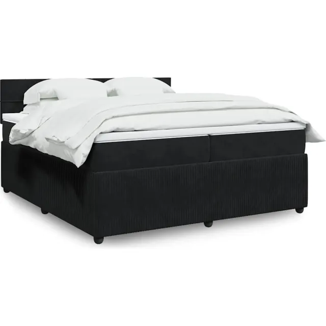vidaXL Boxspring met matras fluweel zwart 200x200 cm