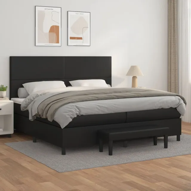 vidaXL Boxspring met matras kunstleer zwart 200x200 cm