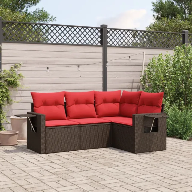 vidaXL 4-delige tuinbankset met kussens, bruin polyrotan, foto 2